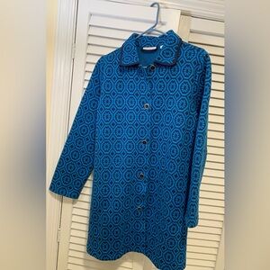 Isaac Mizrahi Blue Geometric Coat